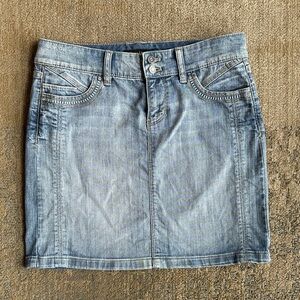 White House Black Market Light Blue Denim Mini Skirt